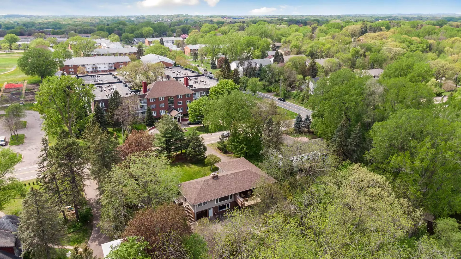Aerial View of Neighborhood of Maplewood Home For Sale