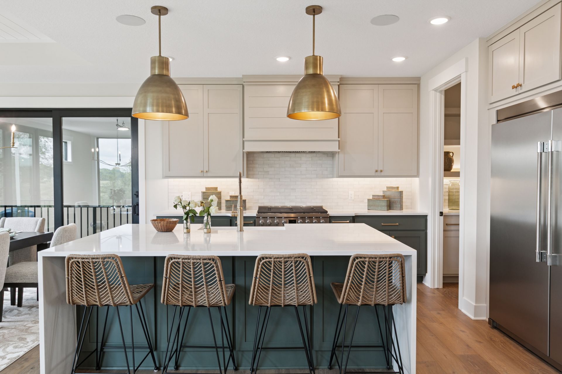 Spacious island featuring seating for four