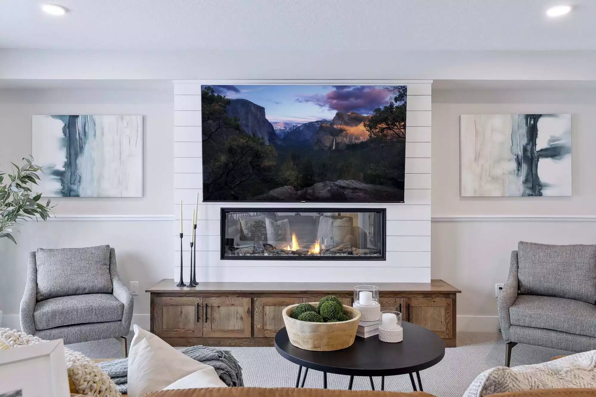 Fireplace and media wall