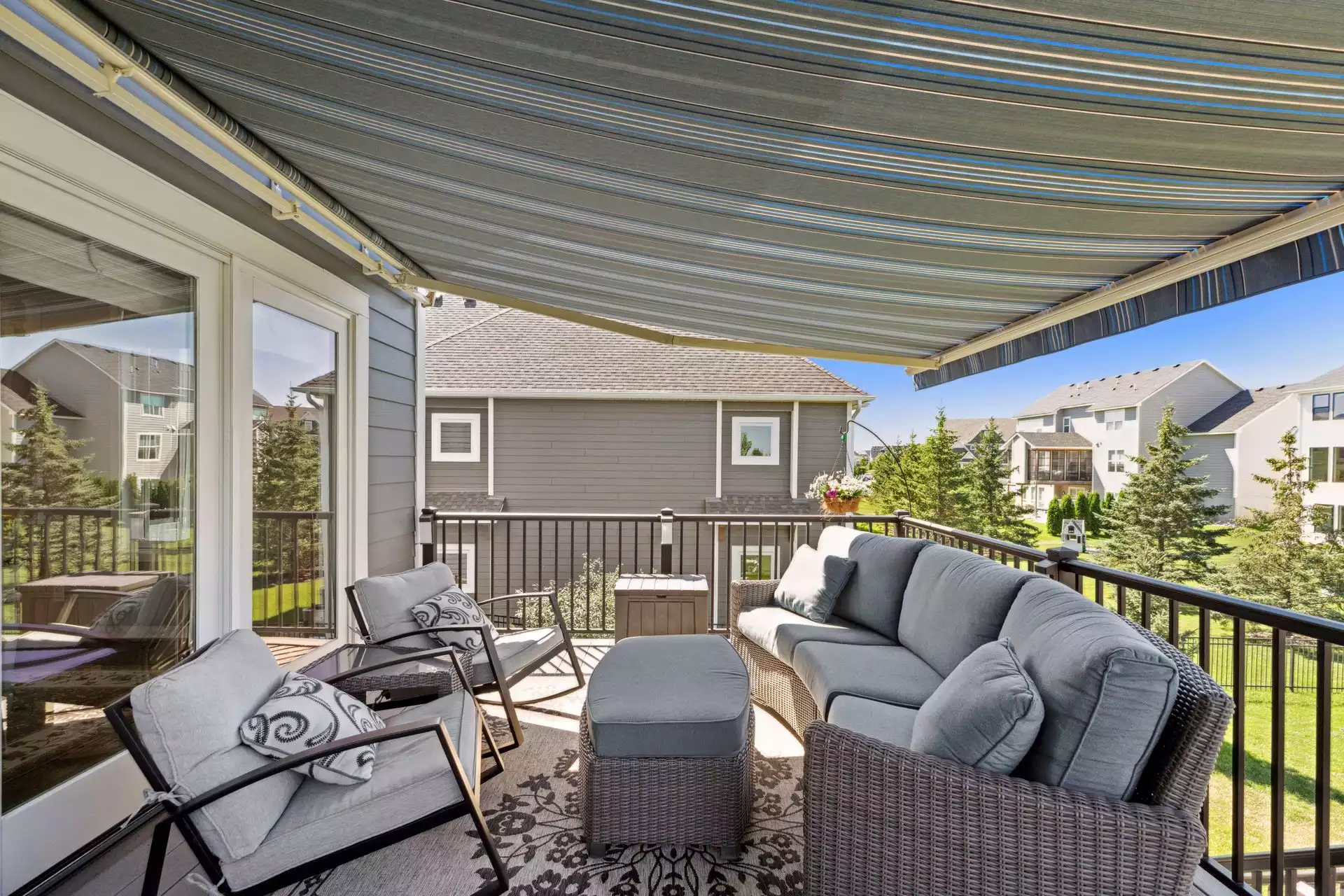 Maintenance free deck with covered awning