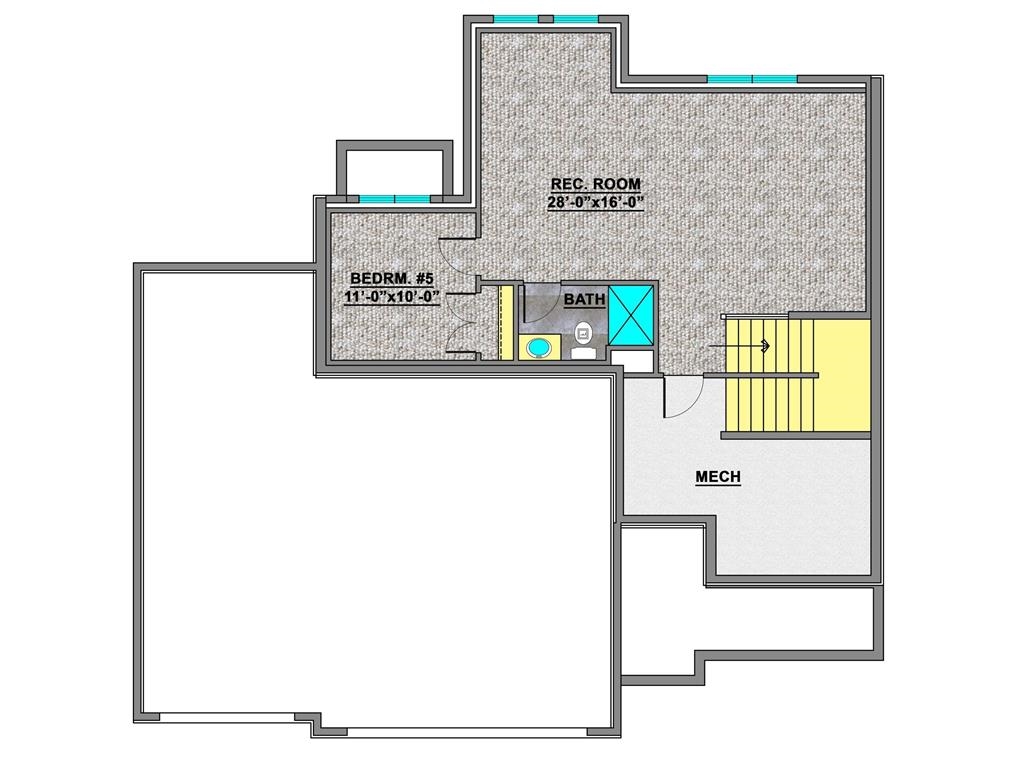 Home Plan Lower Floor Plan Color rendering