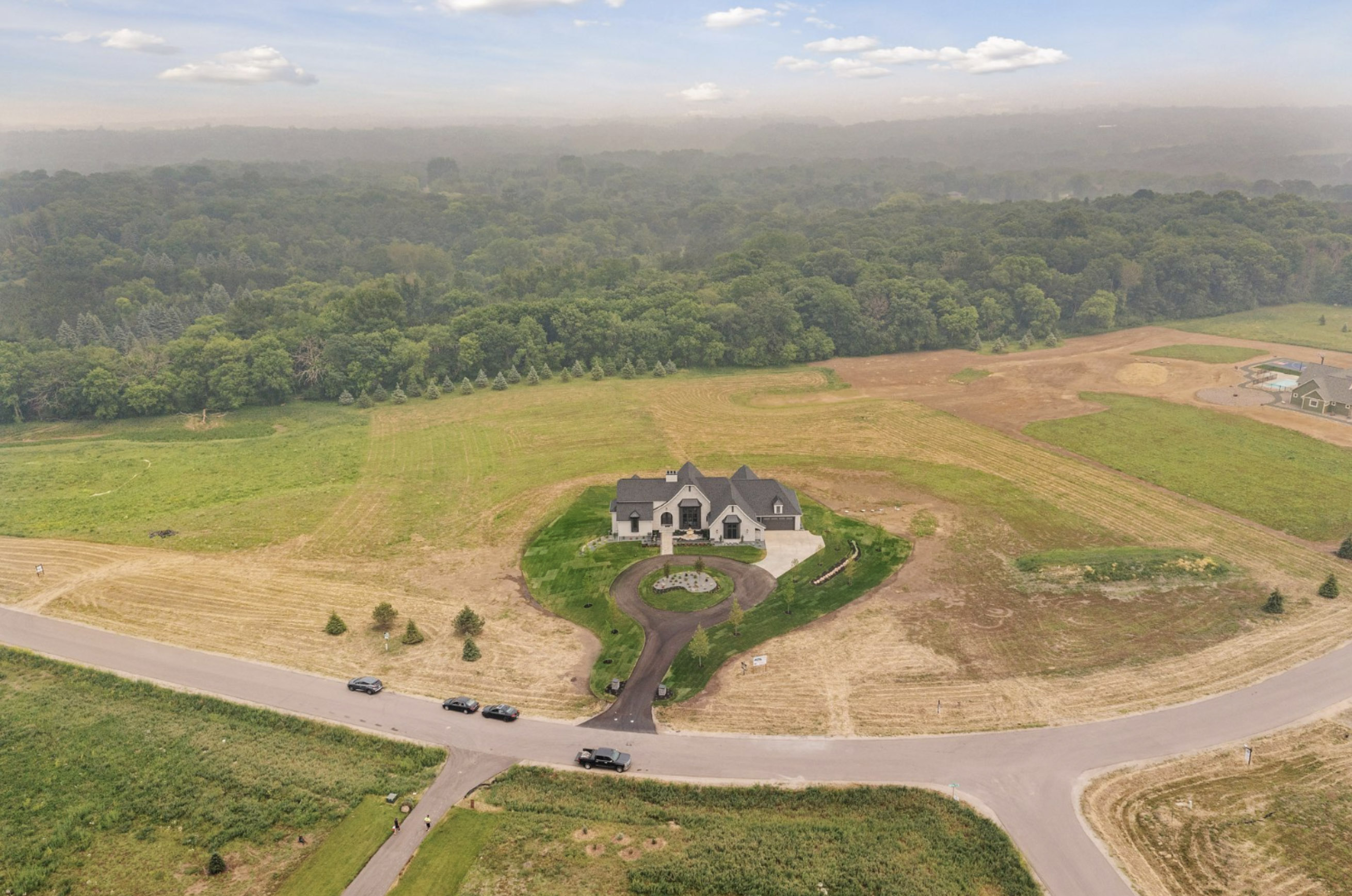 Aerial view of Afton Creek Preserve has 218 acres of naturally landscaped gently rolling hills and wildlife-rich