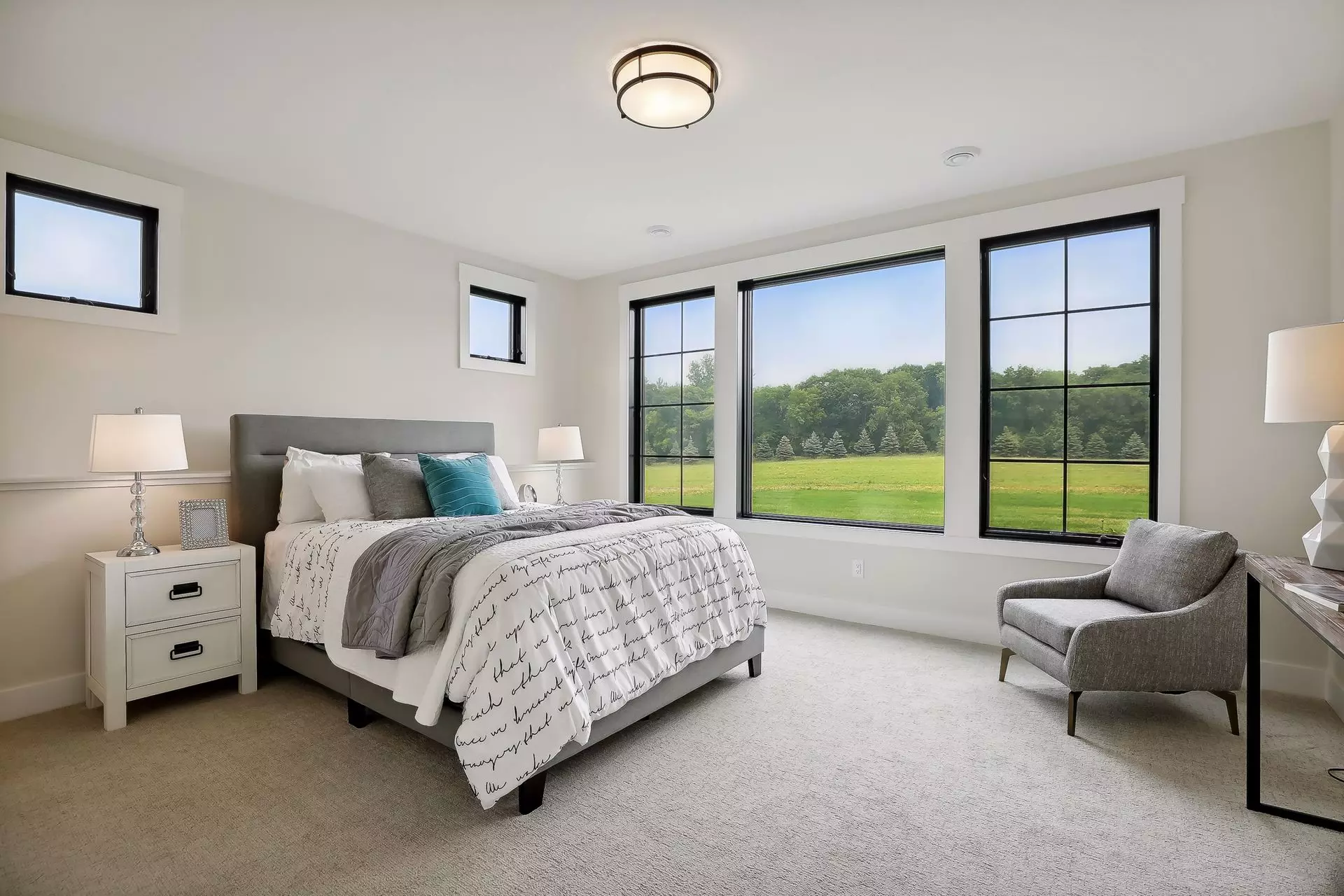 Lower level bedroom with great views