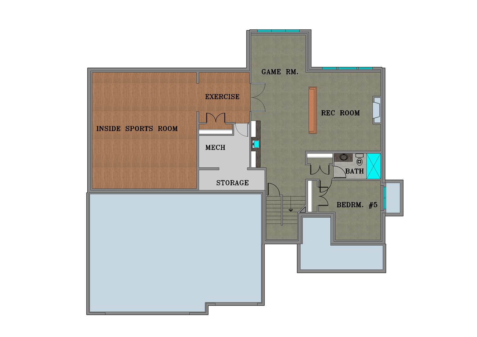 Home Plan Basement Floor Plan Color rendering