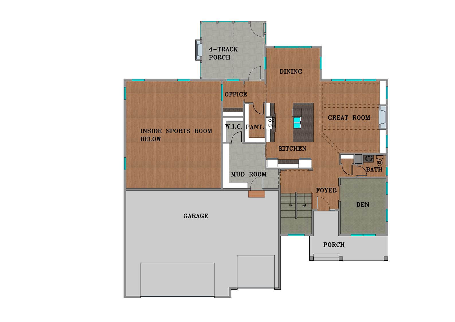 Home Plan Main Floor Plan Color rendering