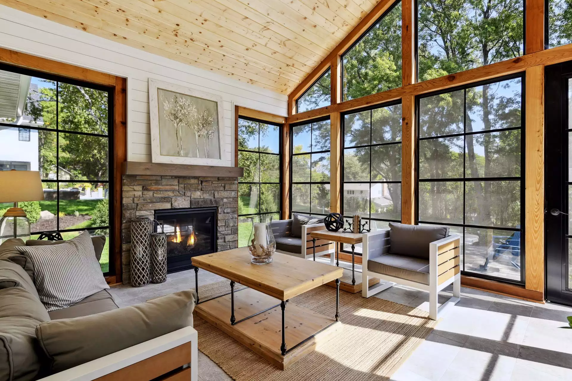 Multi-Season porch with fireplace
