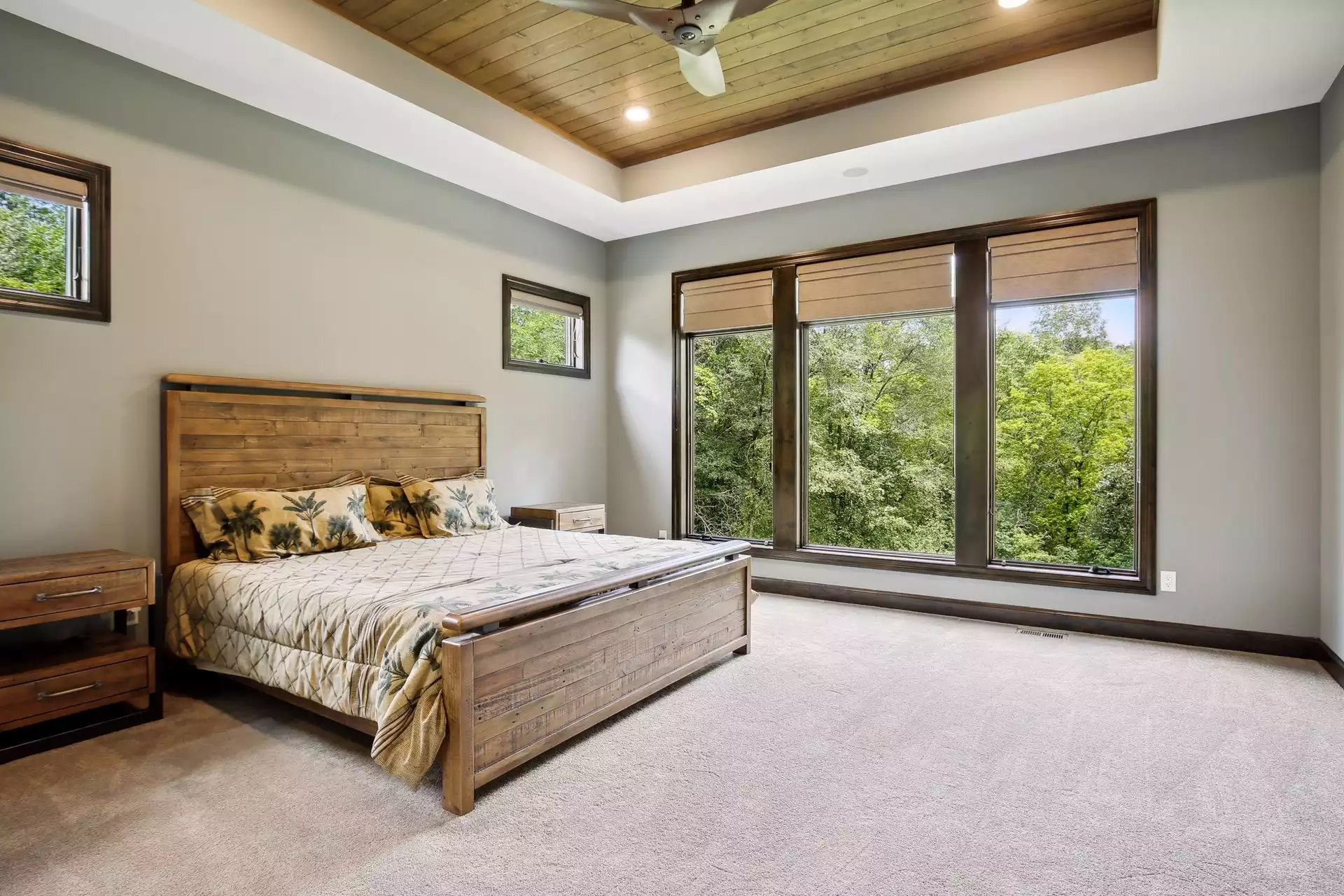 Private master suite with ceiling vault